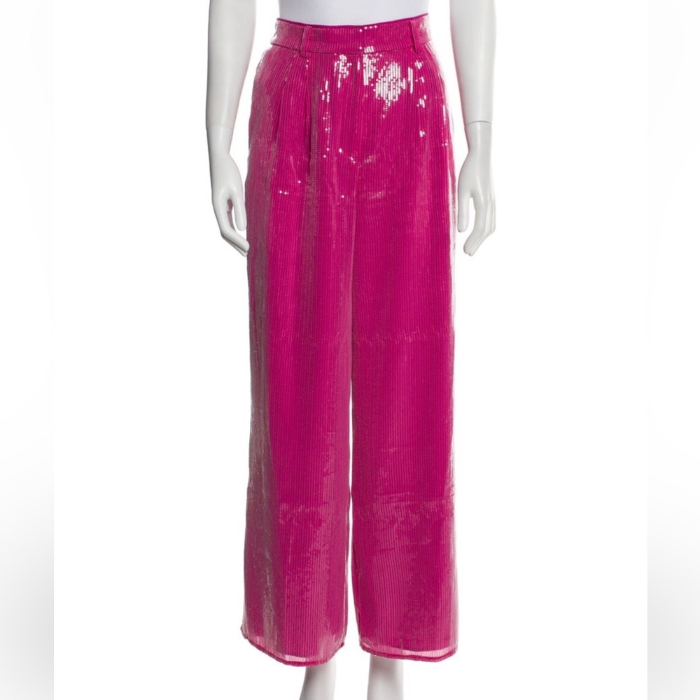 NEW NWT Anthropologie Hutch Pink Sequin Wide-Leg Pants size XS